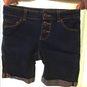 Juniors 3 Buttoned Up Blue Jean Shorts